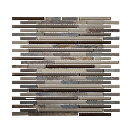Apollo Tile Sample of Slate And Glass Waterfall 11.8"x11.8" Mosaic Tile APLCAS99029EC97 Sample